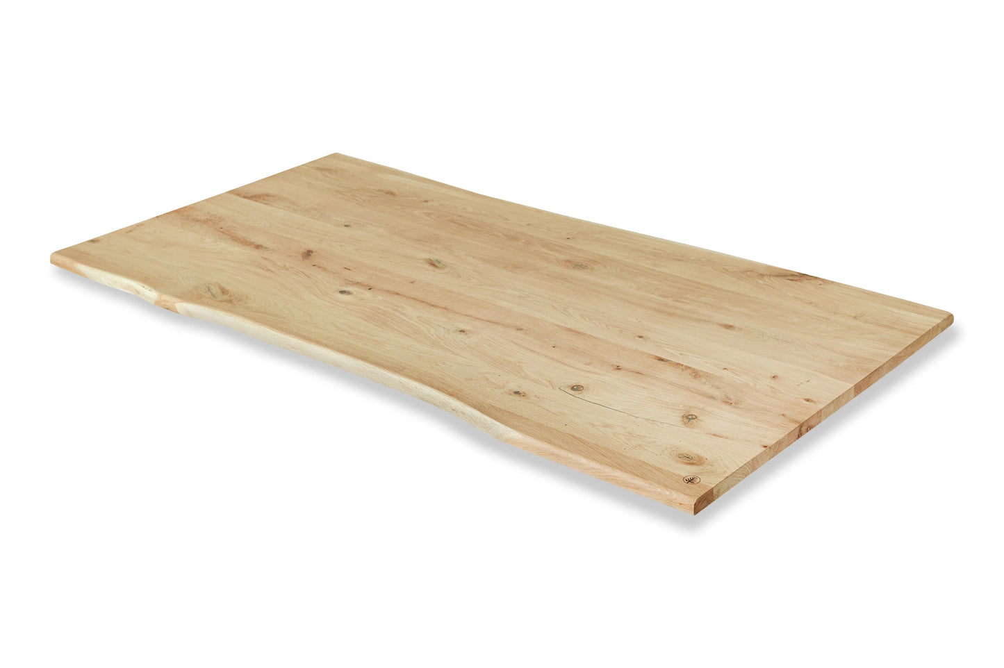 Tischplatte mit Baumkante aus Eiche Massivholz